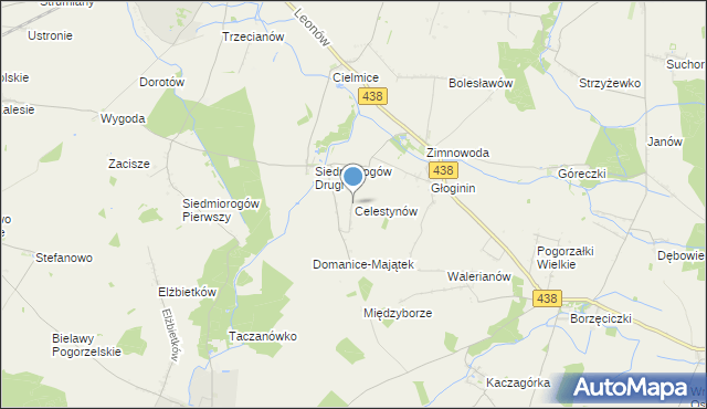 mapa Celestynów, Celestynów gmina Borek Wielkopolski na mapie Targeo